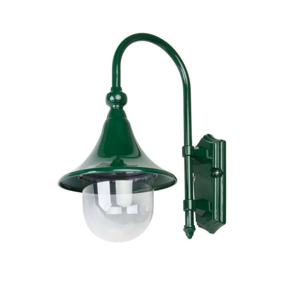 GT-652 Monaco Curved Arm Downward Wall Light - Powder Coated Finish / E27 - Green