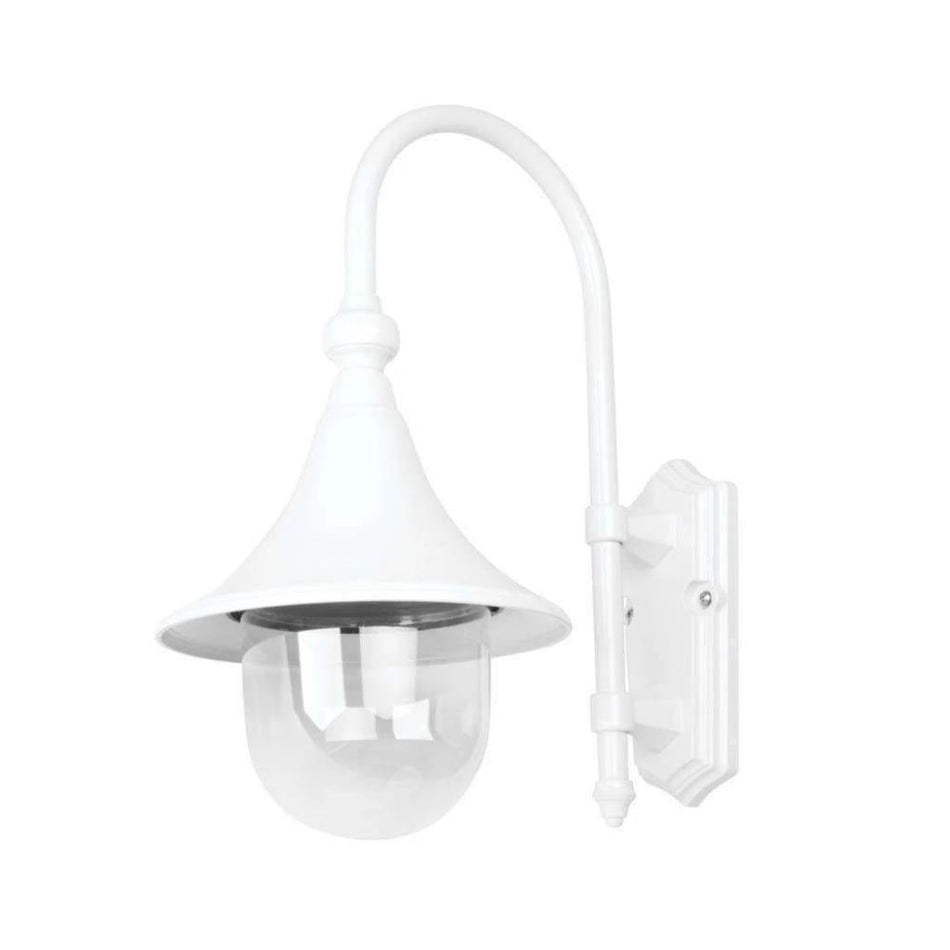 GT-652 Monaco Curved Arm Downward Wall Light - Powder Coated Finish / E27 - White