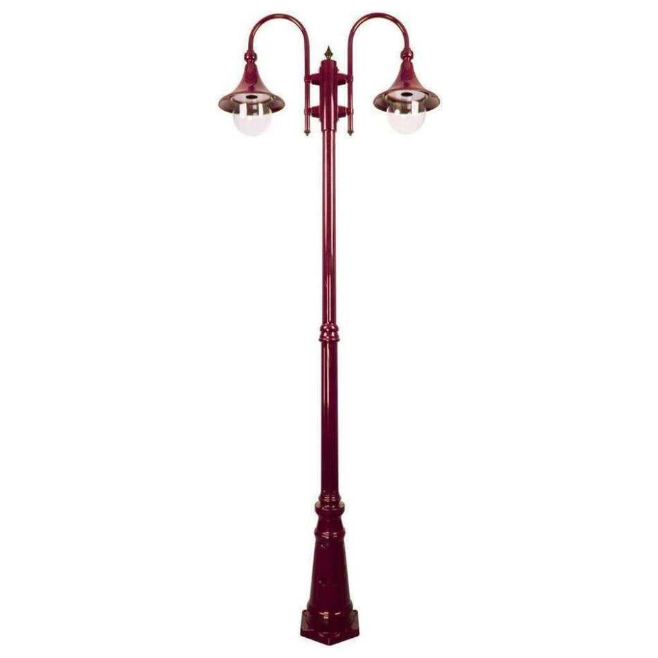 GT-662 Monaco Twin Head Tall Post - Powder Coated Finish / E27 - Burgundy