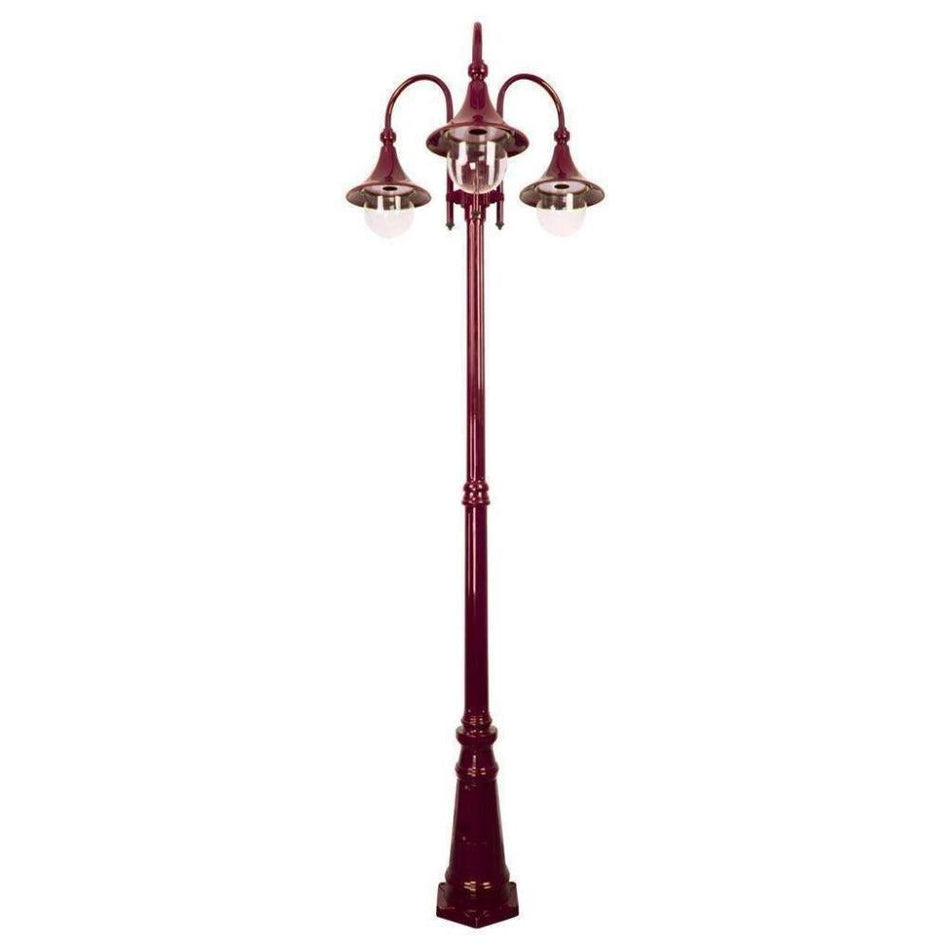 GT-664 Monaco Triple Head Tall Post - Powder Coated Finish / E27 - Burgundy