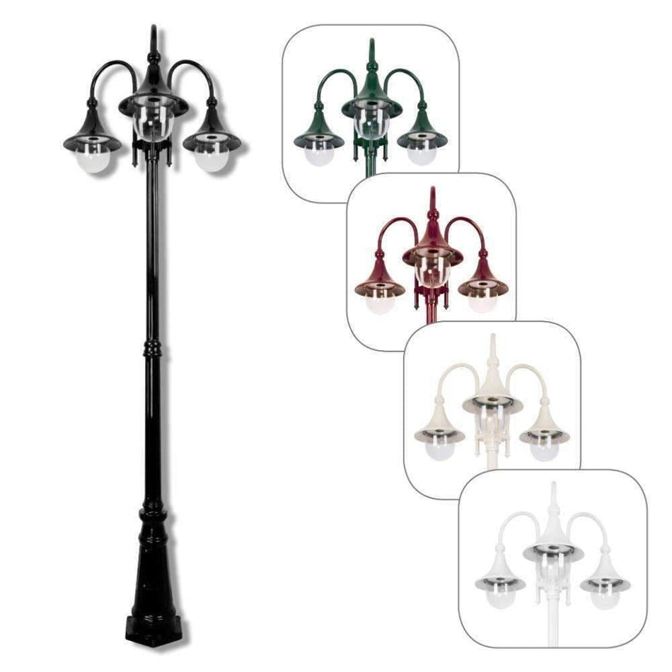 GT-664 Monaco Triple Head Tall Post - Powder Coated Finish / E27 - Beige