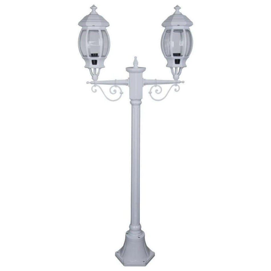 GT-675 Vienna Twin Head Short Post Light - Powder Coated Finish / B22 - White