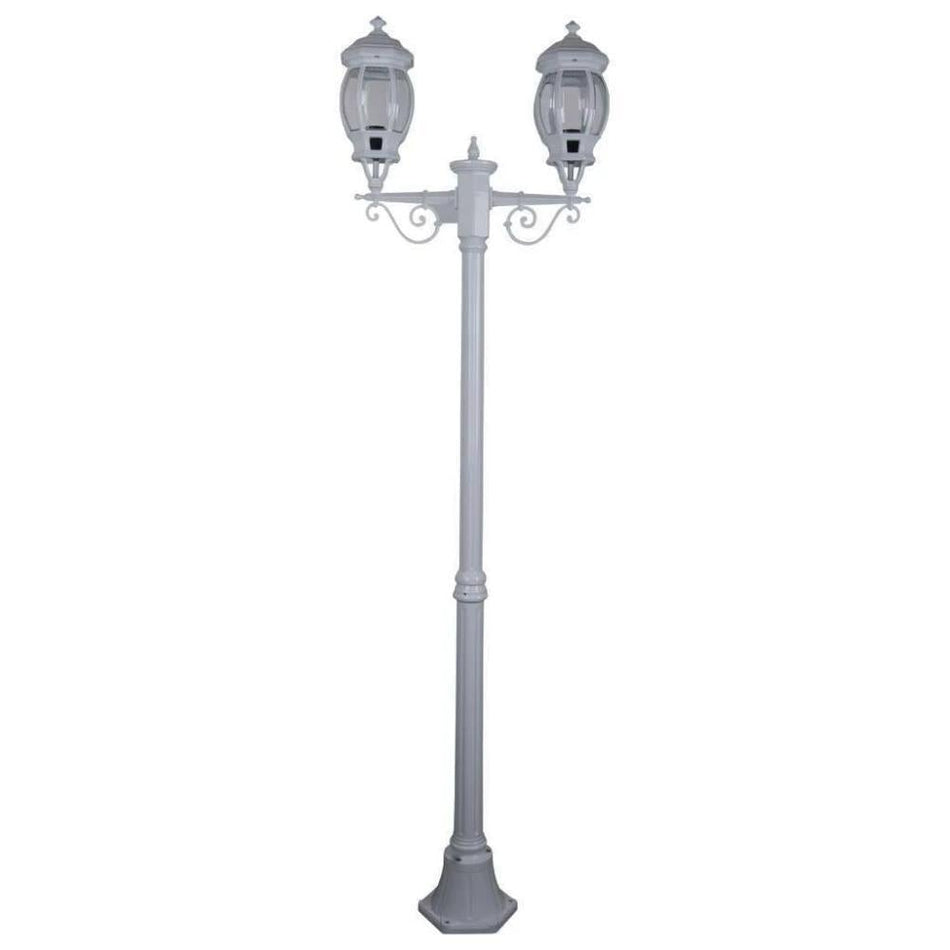 GT-677 Vienna Twin Head  Medium Post Light - Powder Coated Finish / B22 - White