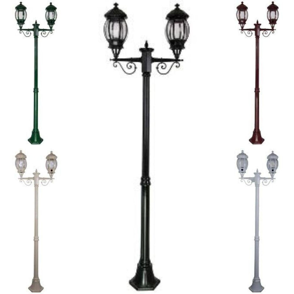 GT-677 Vienna Twin Head  Medium Post Light - Powder Coated Finish / B22 - Beige
