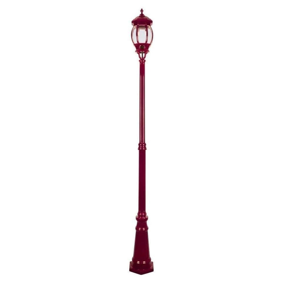 GT-698 Vienna Large Single Head Tall Post Light - Powder Coated Finish / B22 - Burgundy