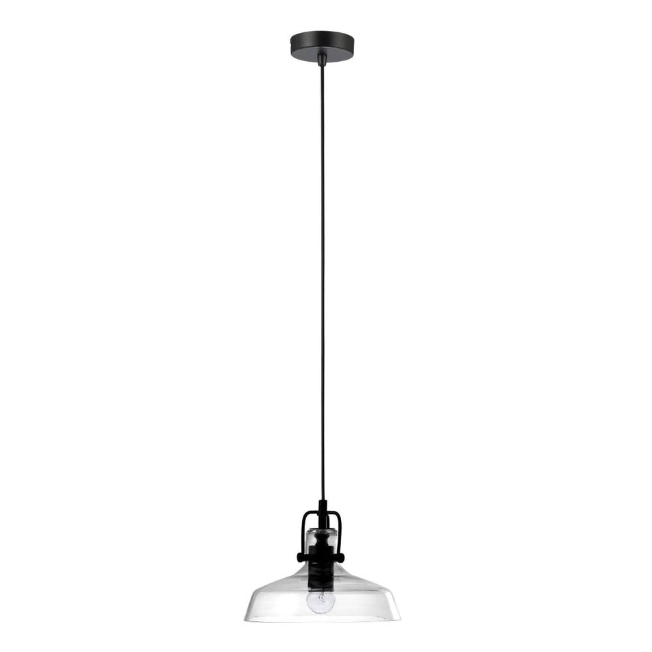 HOIST/GLASS PNDT 1XE27 - Black / Clear
