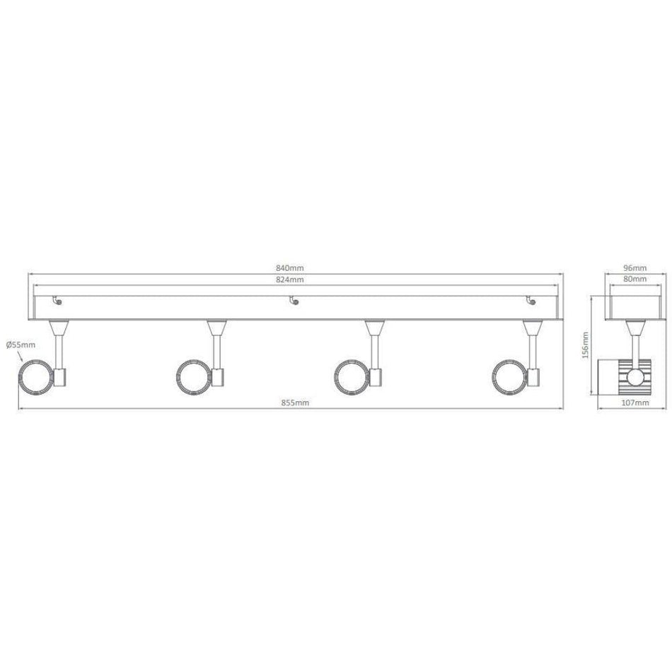 JET-4B - 4 x 10W LED Silver Spotlight Bar