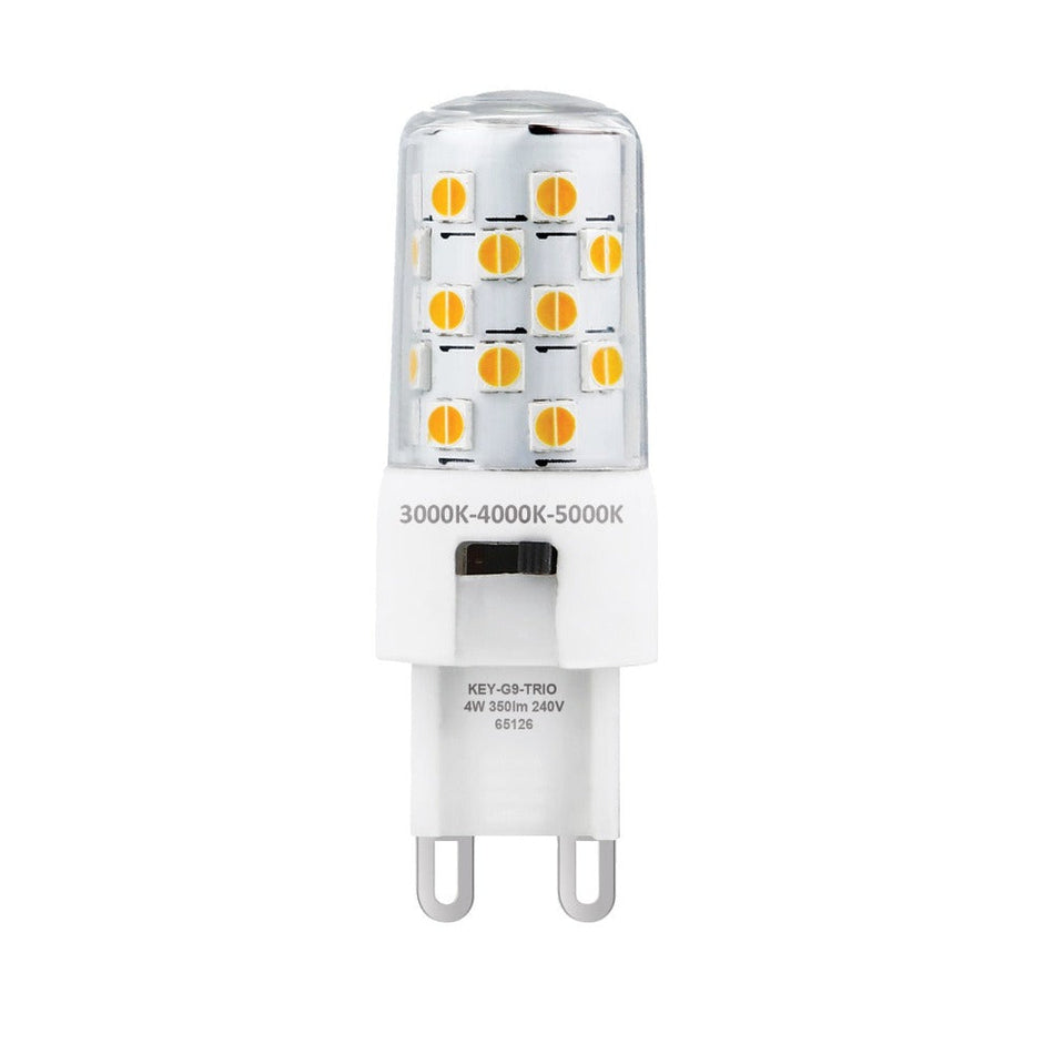 KEY-G9-TRIO - 4W LED Tri-colour CRI90 Dimmable G9 Shape Clear PC Globe