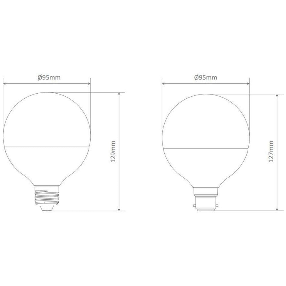 KEY-G95 - 12W LED G95 Spherical Shape Frosted Glass Globe - B22