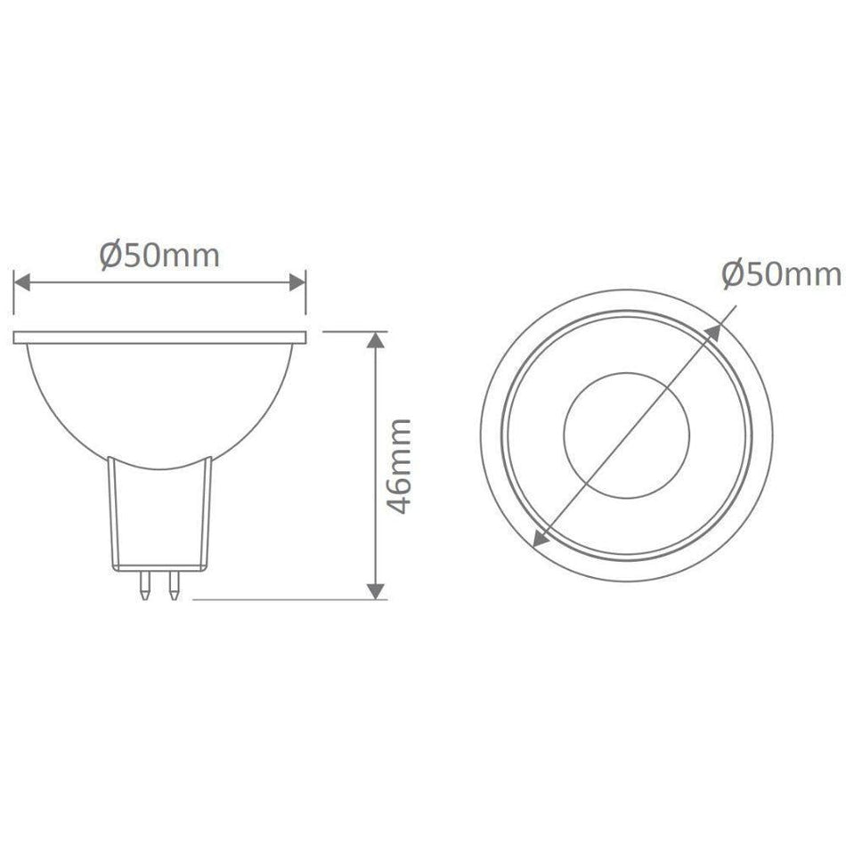 KEY-MR16 - 6W LED 12V DC Dimmable MR16 Shape Globe 5000K - DRIVER REQUIRED