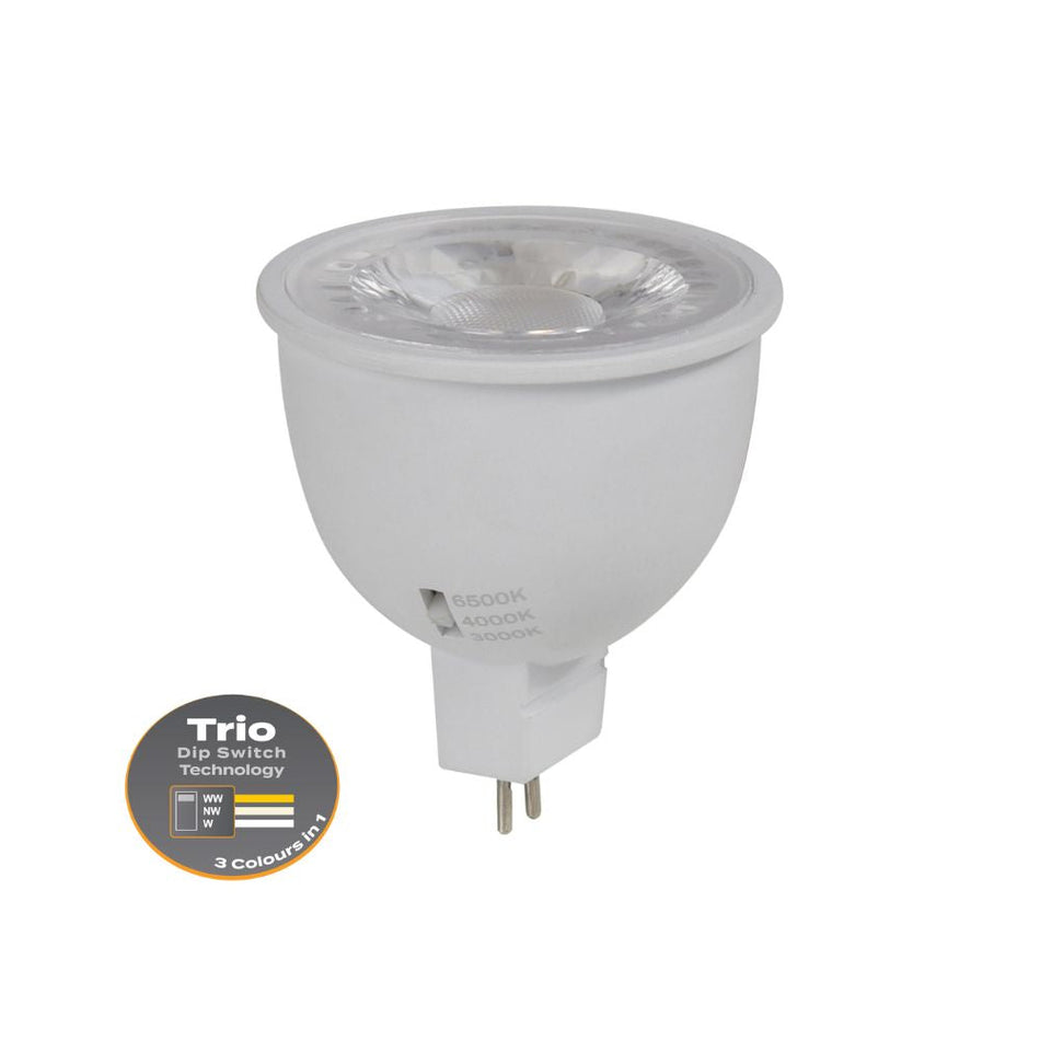 KEY-MR16-TRIO- 6W LED 12V DC Tri-Colour MR16 Shape PC Globe - DRIVER REQUIRED