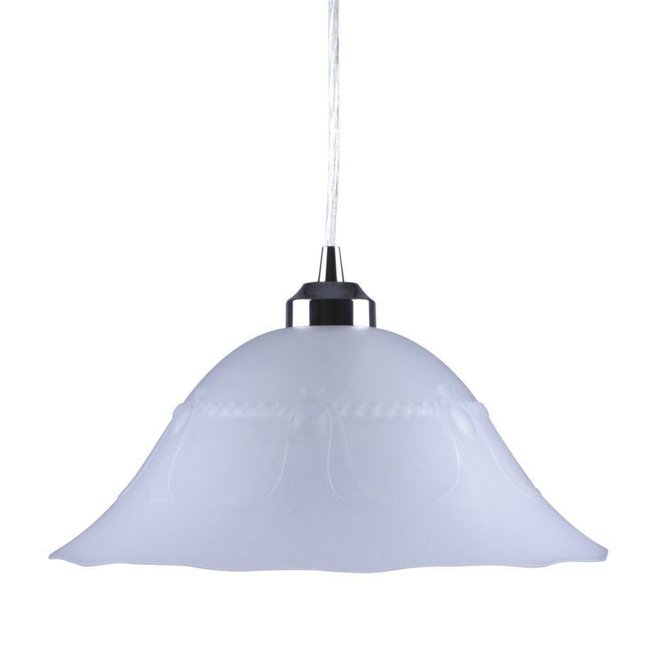 LACE-GLASS - 1 Light Art Deco 300mm/360mm/420mm Glass Pendant - Frost