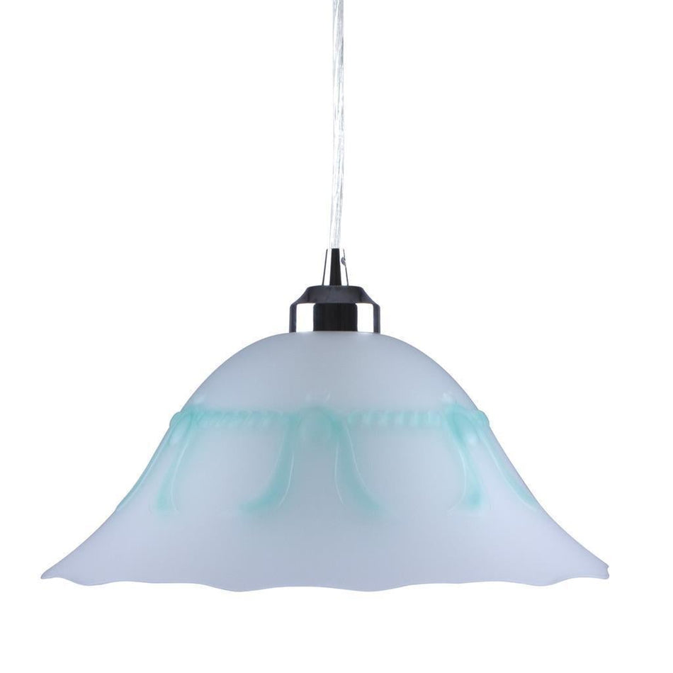 LACE-GLASS - 1 Light Art Deco 300mm/360mm/420mm Glass Pendant - Green