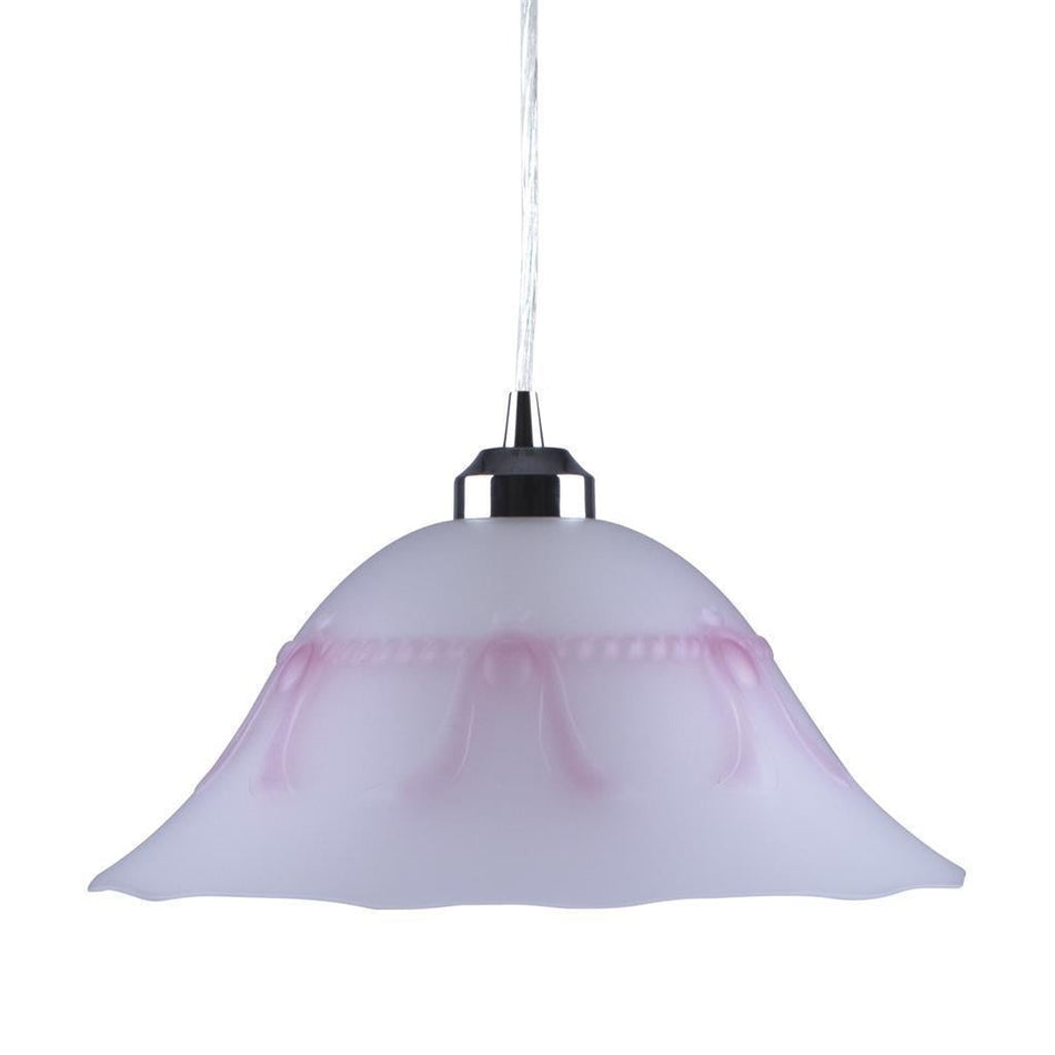 LACE-GLASS - 1 Light Art Deco 300mm/360mm/420mm Glass Pendant - Pink