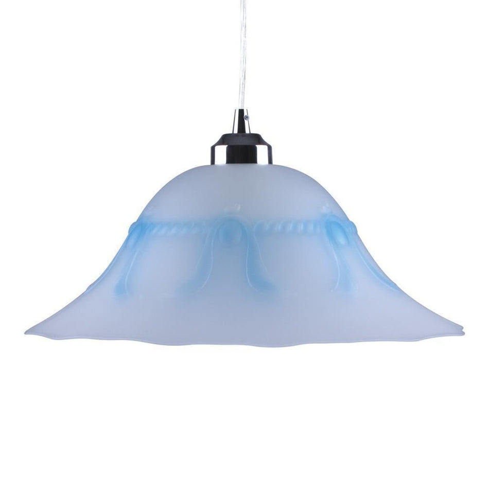 LACE-GLASS - 1 Light Art Deco 300mm/360mm/420mm Glass Pendant - Blue