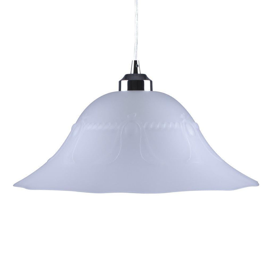 LACE-GLASS - 1 Light Art Deco 300mm/360mm/420mm Glass Pendant - Frost