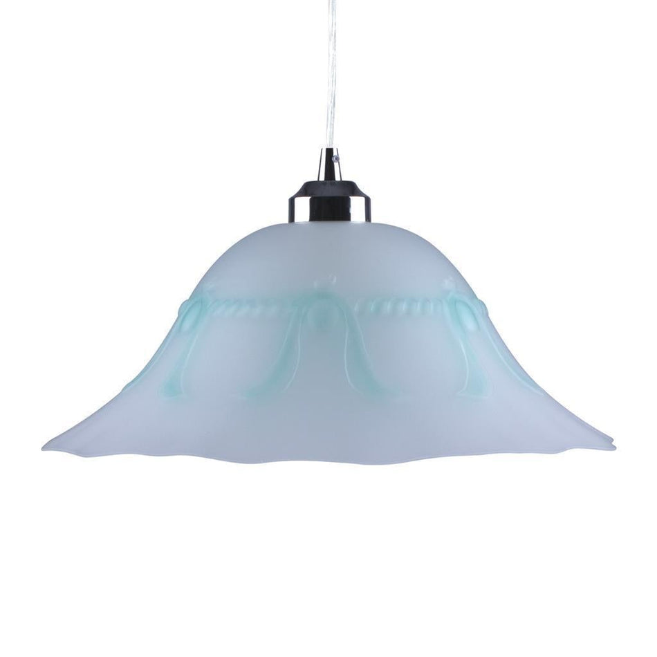LACE-GLASS - 1 Light Art Deco 300mm/360mm/420mm Glass Pendant - Green