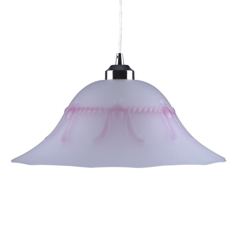 LACE-GLASS - 1 Light Art Deco 300mm/360mm/420mm Glass Pendant - Pink