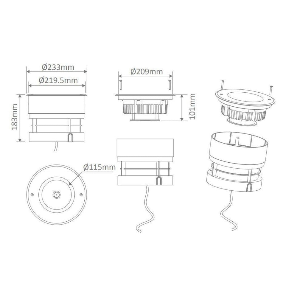 MAGNETO -18 18W LED Magnetic Induction Inground Light 24V 45 Degree Beam Angle - Stainless Steel