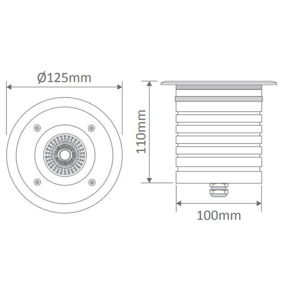 MODULA-ROUND 24V 9W LED Inground Light Aluminium Finish - 3000K or 5000K