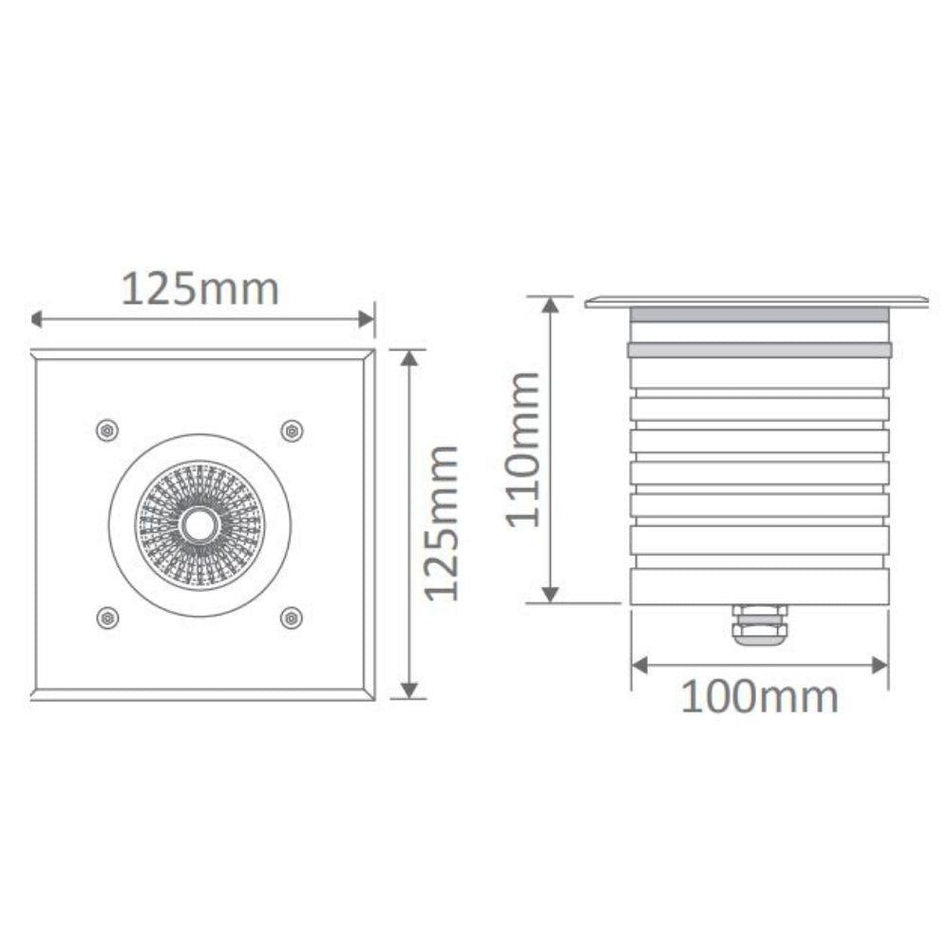 MODULA-SQUARE 24V 9W LED Inground Light Aluminium Finish - 3000K or 5000K