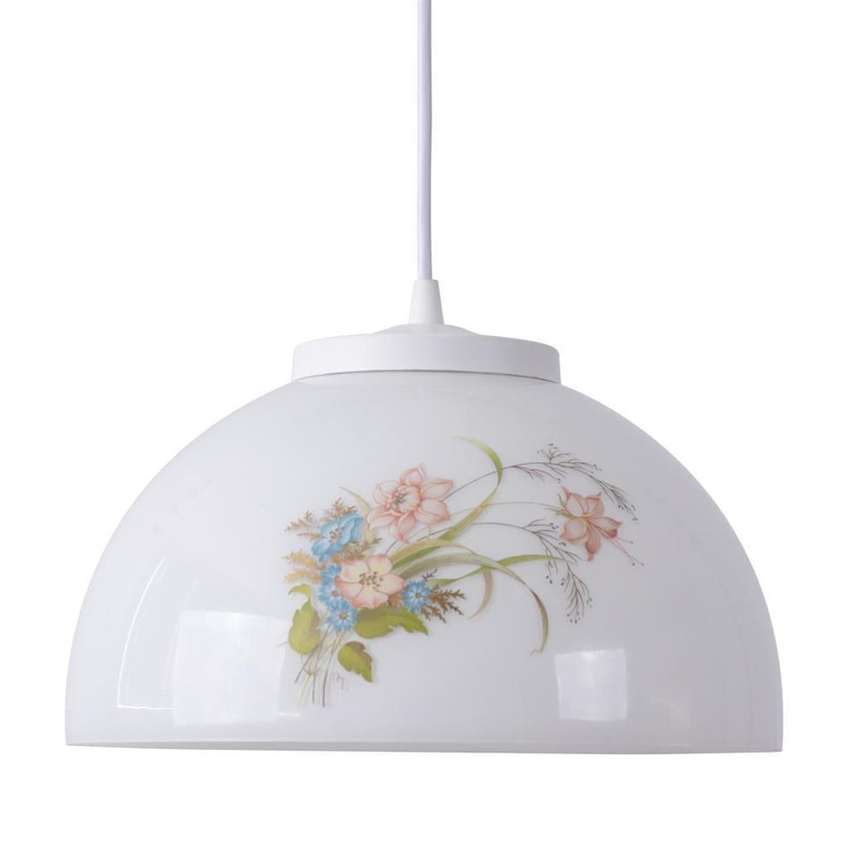 MOON-GLASS - 1 Light Art Deco Series Glass Pendant - Floral