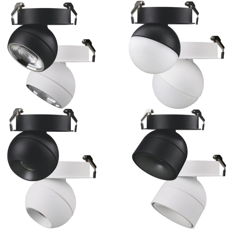 MOON 6/9W 240V TRIO RECESSED CEILING LIGHT FLOOD - Black