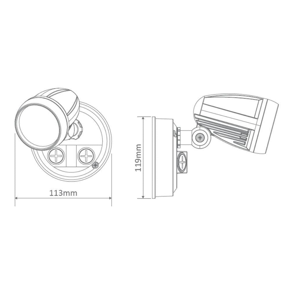 MURO-13 - 13W LED Single Head Exterior Spotlight IP54 Silver - 5000K