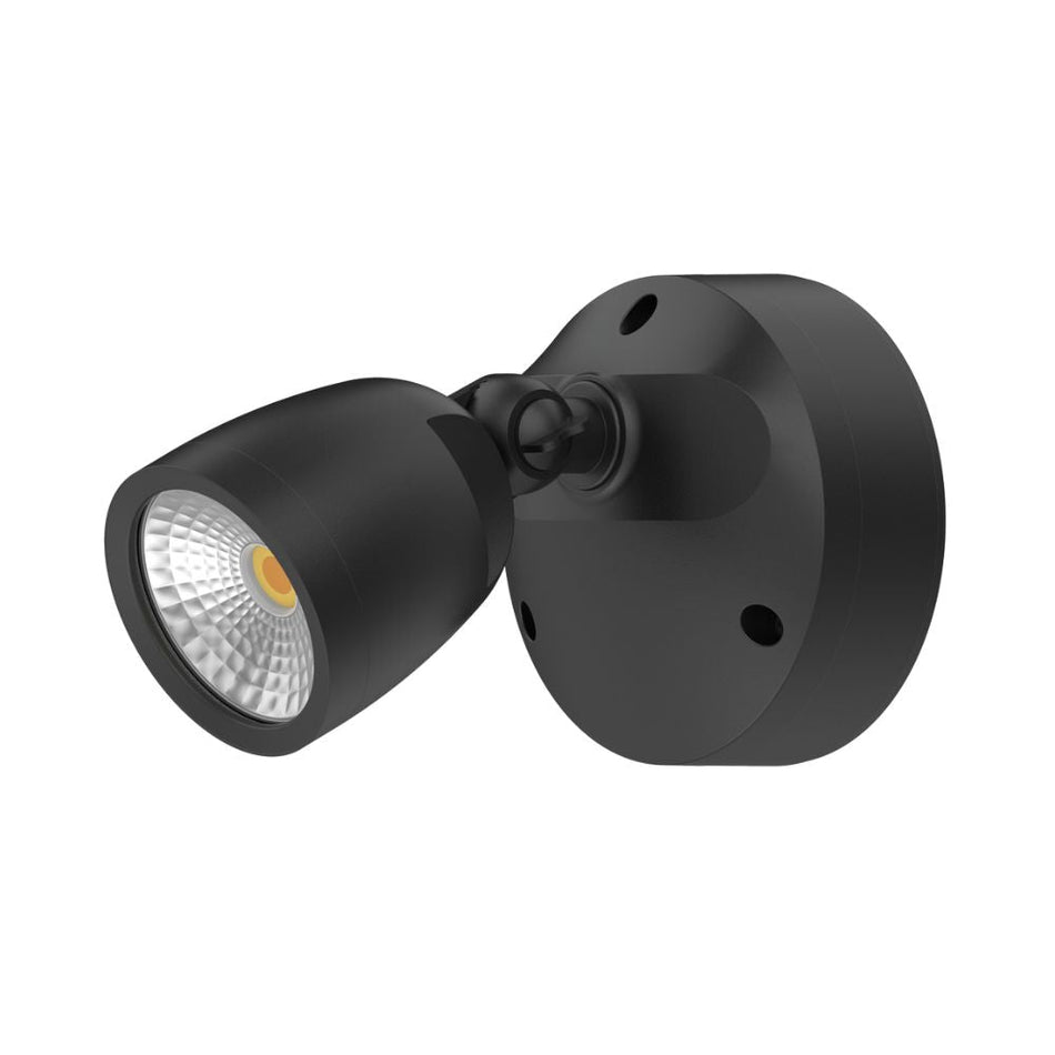 MURO-ECO-10 - 10W LED Tri-Colour Single Head Exterior Polycarbonate Coastal Spotlight IP65 - Black