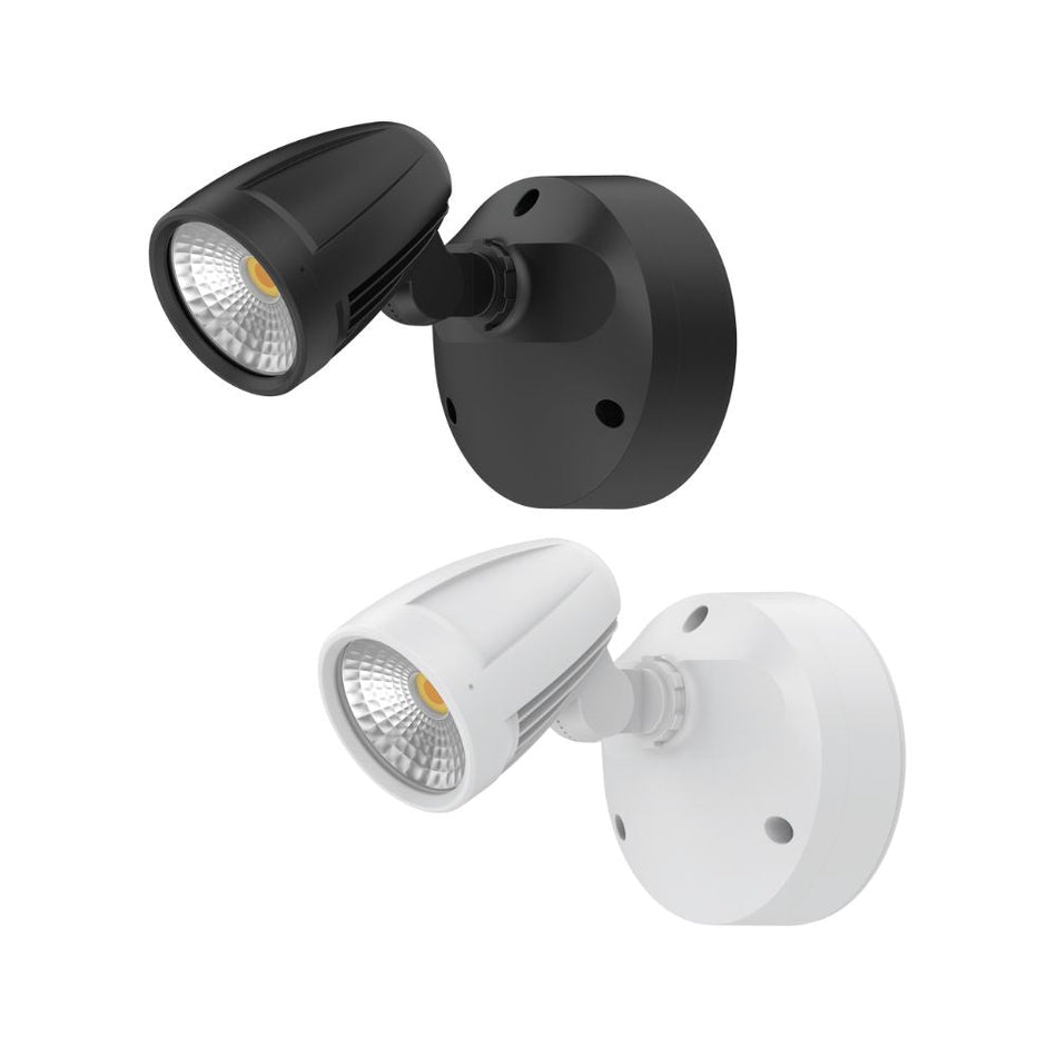 MURO-MAX-16 - 16W LED High Output Tri-Colour Single Head Exterior Spotlight IP65 - Black