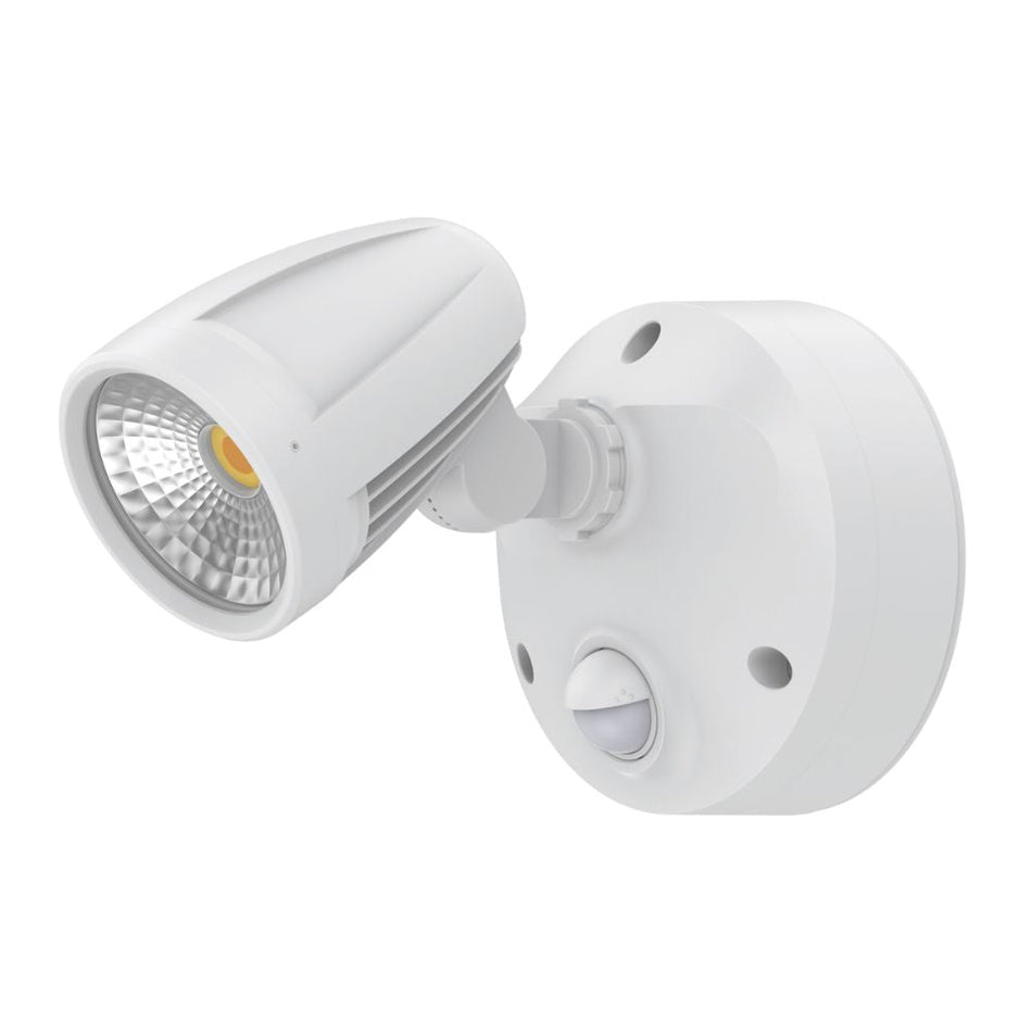 MURO-MAX-16S - 16W LED High Output Tri-Colour Single Head Exterior Spotlight With Slimline Sensor IP65 - White