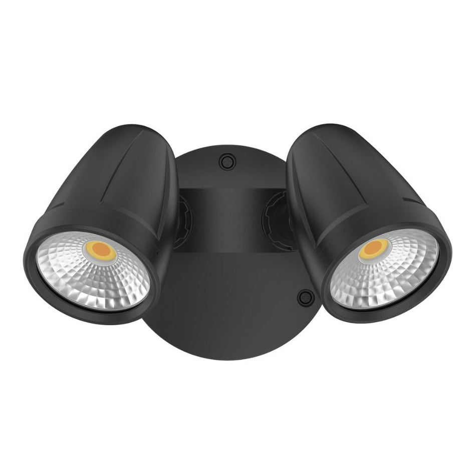 MURO-MAX-32 - 32W LED High Output Tri-Colour Twin Head Exterior Spotlight IP65 - Black