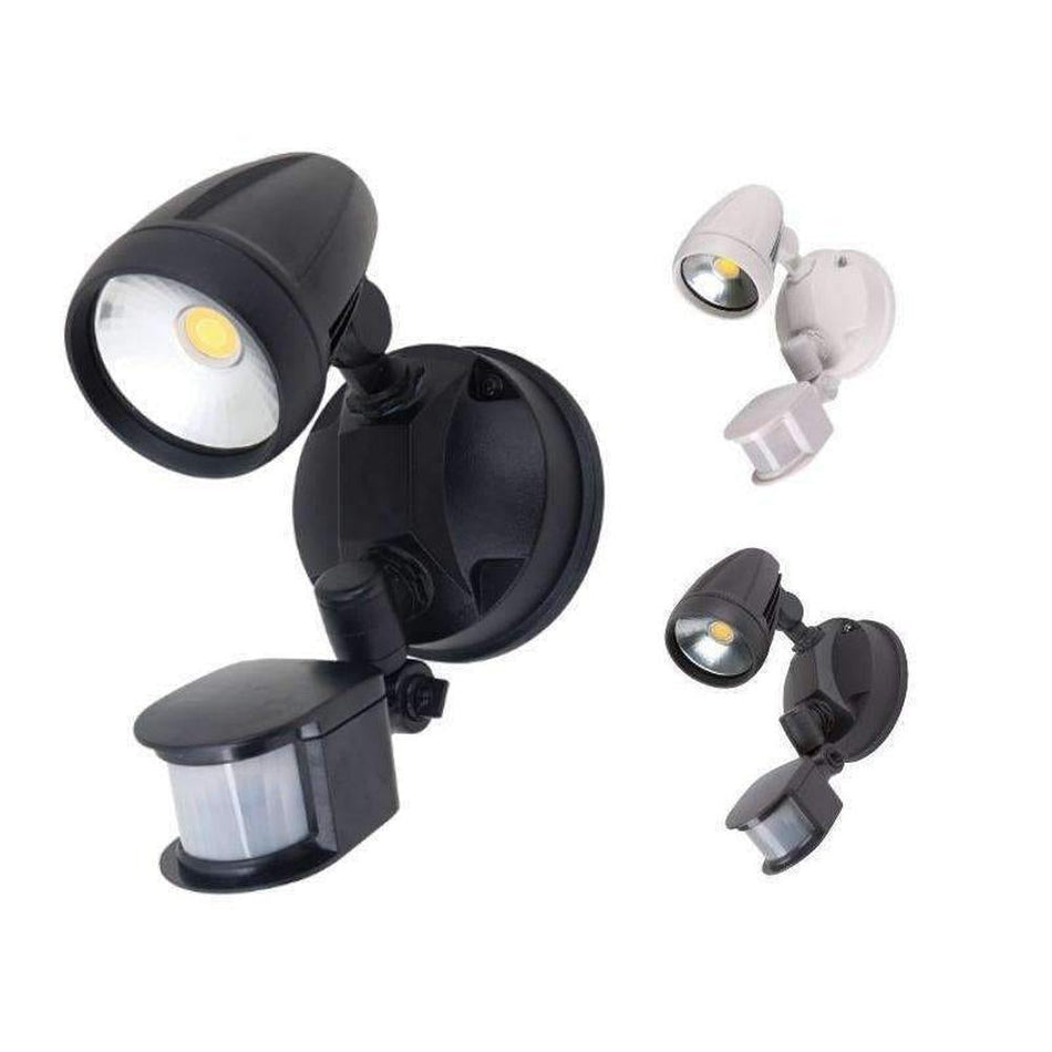 MURO-PRO-15S Single Head 15W LED Spotlight with Sensor - TRIO Tricolour - Black