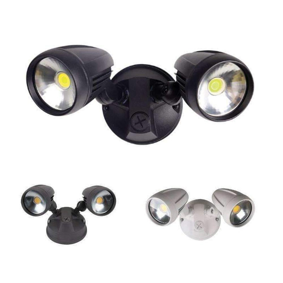 MURO-PRO-30 Twin Head 30W LED Spotlight - TRIO Tricolour - Black