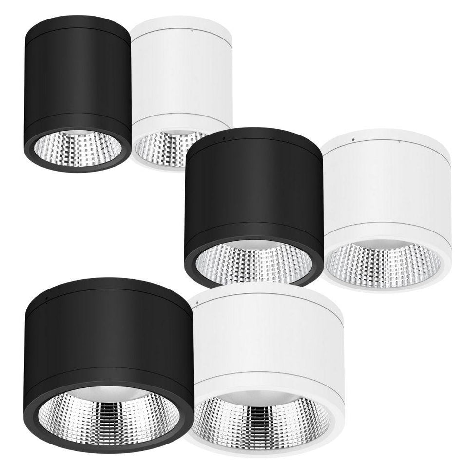 NEO-PRO Round 13W Surface Mount Dimmable LED Tricolour IP65 Downlight - Black