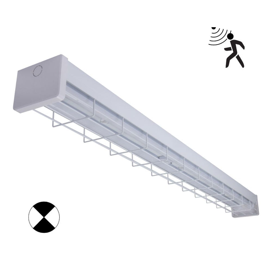 PARK-120-WG-EM - 15W/30W LED Tri-Colour Wide Body Wire Guard 1200mm Emergency Batten with Optional Sensor