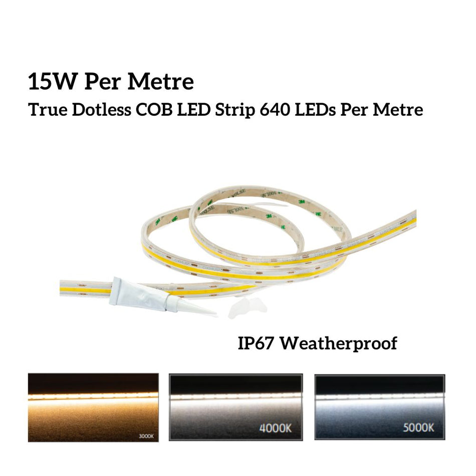 PLEX-COB-15-IP67 - 15W LED Per Metre 640LED True Dotless Striplight IP67 24V - DRIVER REQUIRED