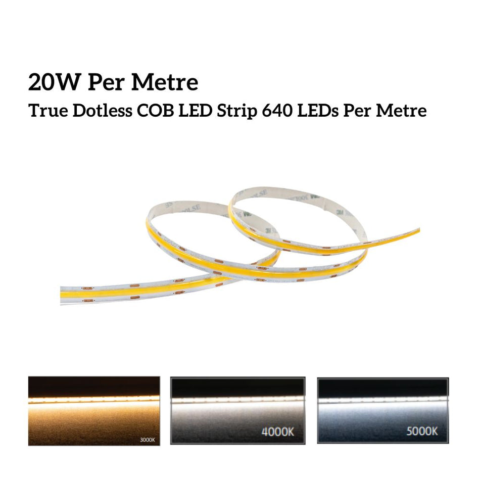 PLEX-COB-20 - 20W LED Per Metre 640LED True Dotless Striplight IP54 24V - DRIVER REQUIRED