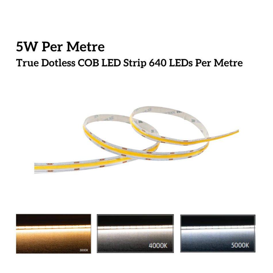 PLEX-COB-5 - 5W LED Per Metre 640LED True Dotless Striplight IP54 24V - DRIVER REQUIRED
