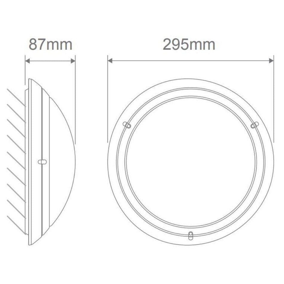 POLYRING-RND-PLN - Round Plain Fascia Polycarbonate Wall Light - Black