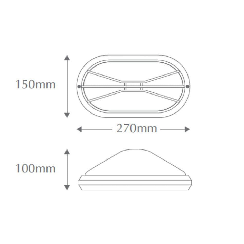 POLYRING-SML-GRL - Oval Small Grille Fascia Polycarbonate Wall Light