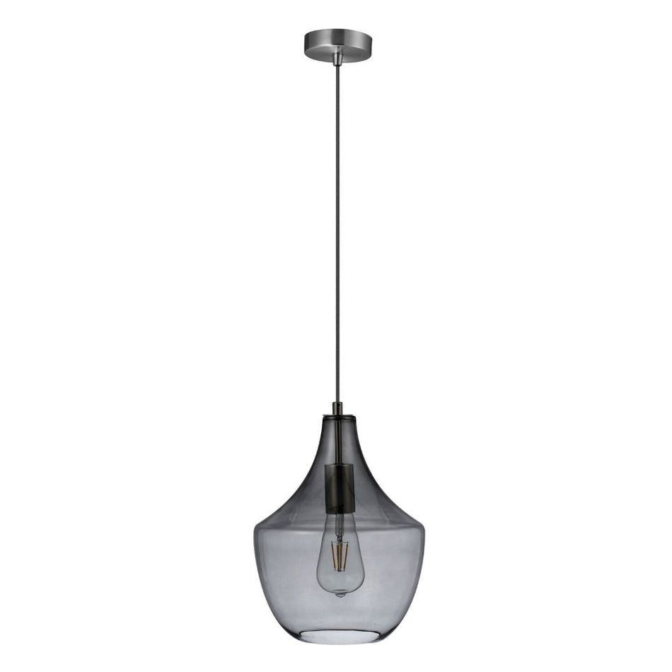 SAIL - 1 Light Pendant - Satin Chrome / Smoke