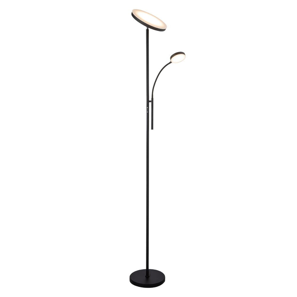 SAMSON - 30W+5W LED 4-CCT Switchable Push Dimmable Mother & Child Uplighter Floor Lamp Black