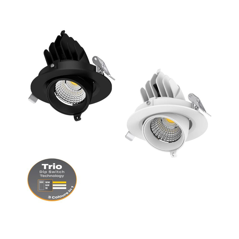 SCOOP-13-TRIO-DALI - 13W LED Tri-Colour DALI Dimmable Scoop Adjustable Downlight IP20 - Black