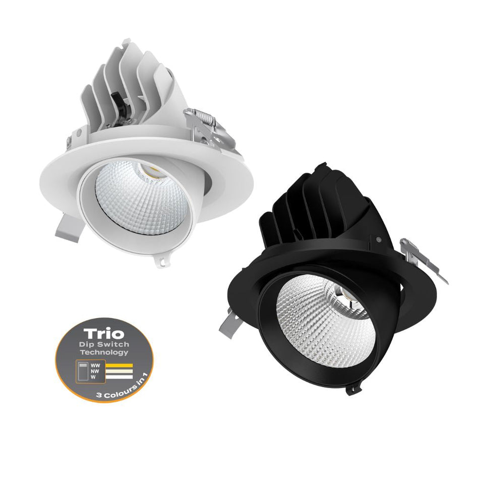 SCOOP-25-TRIO - 25W LED Tri-Colour Dimmable Scoop Adjustable Downlight - White