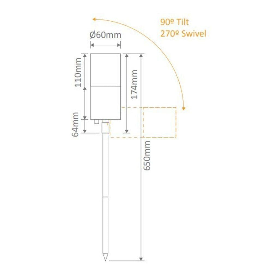 SHADOW-1-GDN - 6W 3-CCT 12V Exterior LED Garden Spike Light - DRIVER REQUIRED - 316 Stainless