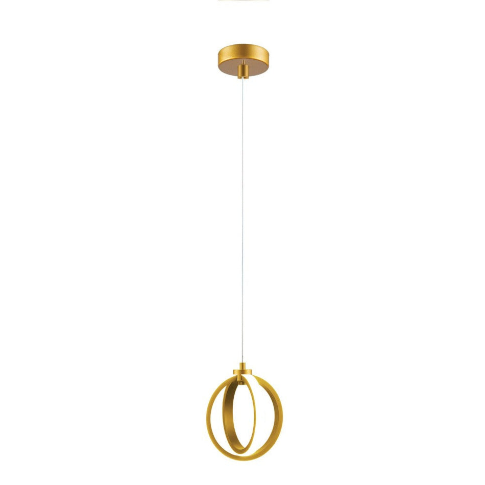 SPIN-PDT - 12W LED Tri-Colour Dimmable Spherical Ring Pendant - TRIO - Satin Brass