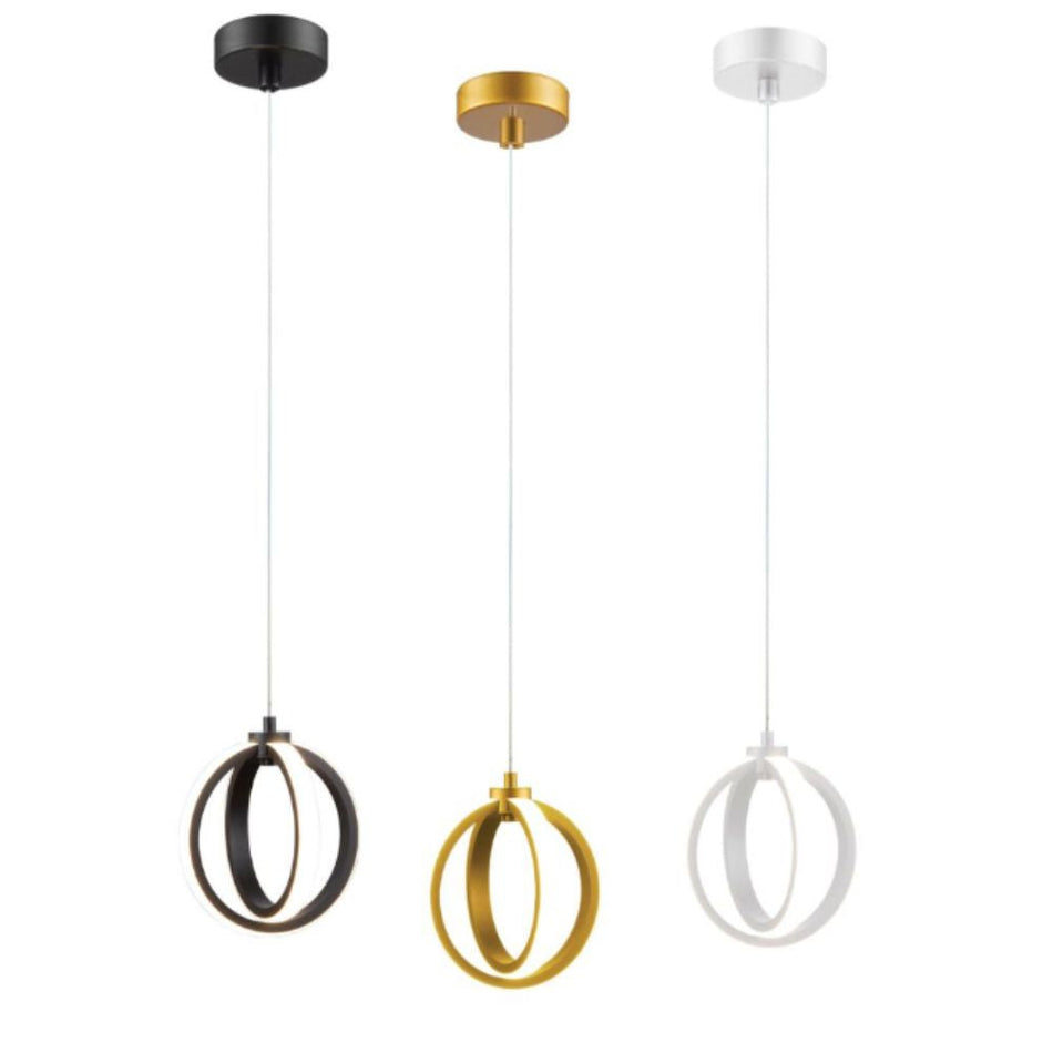 SPIN-PDT - 12W LED Tri-Colour Dimmable Spherical Ring Pendant - TRIO - Black