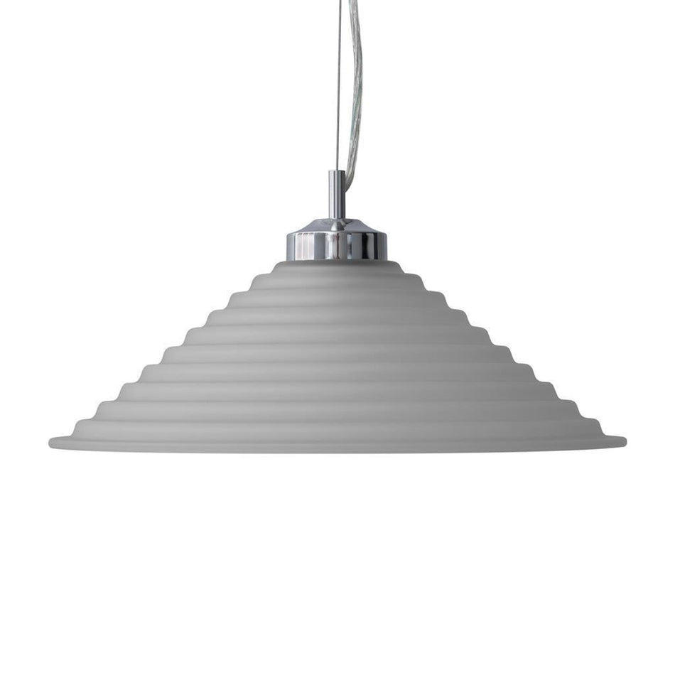 STEP-GLASS - 1 Light Art Deco 250mm/300mm/350mm/400mm Stepped Glass Pendant - Frost