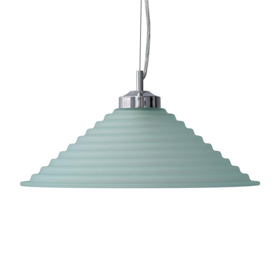 STEP-GLASS - 1 Light Art Deco 250mm/300mm/350mm/400mm Stepped Glass Pendant - Green